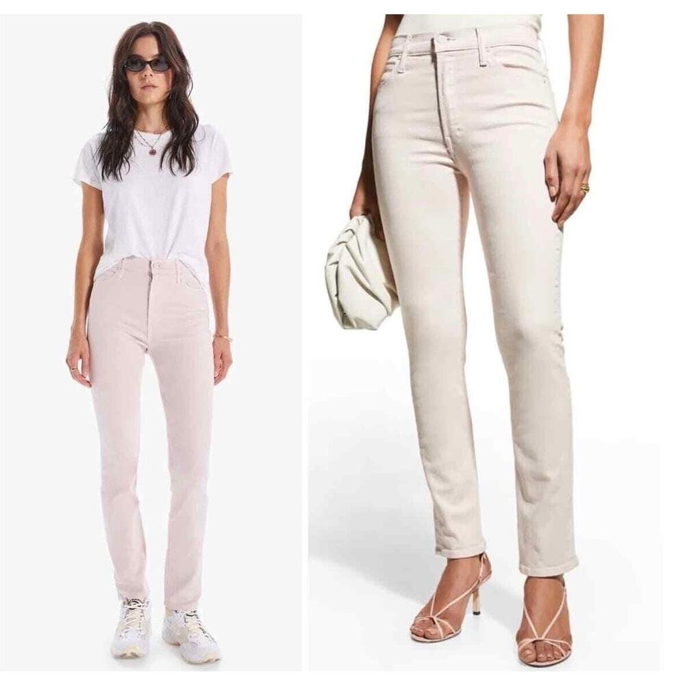 Mother The Dazzler Hover Jeans 27 Date Night Pastel Pink Peach High Rise